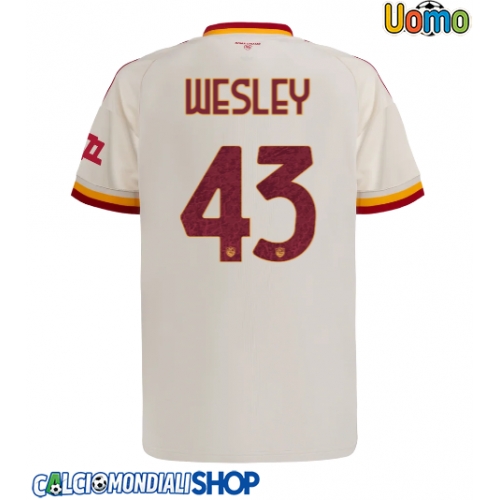 Maglie da calcio AS Roma Wesley Franca #43 Seconda Maglia 2026-27 Manica Corta